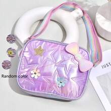 1pc Bow & Star Decorated Backpack, Fun One Shoulder Crossbody Bag, Sweet Style, Sequin Embellished, Pink & Sky Blue - Multicolor - View 9