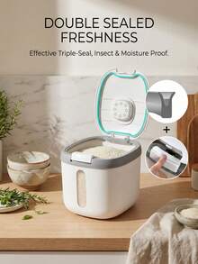 A Rice Storage Container, Insect-Proof, Moisture-Proof, Airtight, Suitable For Storing Rice, Flour, Cat Food, And Dog Food In A Household. - View 5