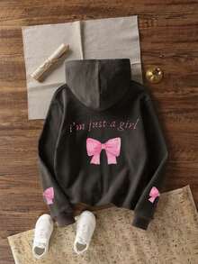 Tween Girl Fun Graphic Print Sweatshirt, Warm & Comfortable Thermal Lined Pullover Sweatshirt For Autumn/Winter - Dark Grey - View 4
