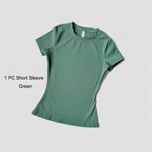 Women's Sports Yoga Set Seamless Knitted Fitness Gym Clothes Sportswear Short Sleeve Crop Top Tracksuits Gym Short Leggings - Pink - View 9