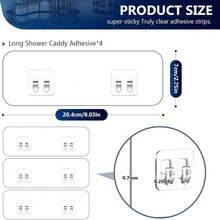 Shower Rack Replacement Stickers, Strong Adhesive Hooks For Caddies, Transparent Waterproof Adhesive Strips, Kitchen Rack And Bathroom Storage Rack No Drilling Required - A - View 2