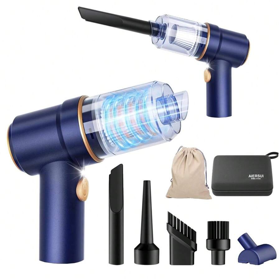 手持式車用吸塵器,吸塵器與吹風機,高功率手持吸塵器附 LED 燈與多種吸頭,適用於汽車、居家、辦公室、寵物 - 無線 - 查看 1