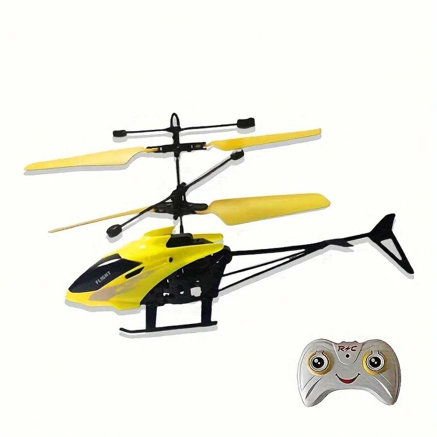 Juguete de avión eléctrico a control remoto para niños, helicóptero con sensor infrarrojo, disponible en varios colores, con batería incorporada y carga USB, avión de control remoto con luces brillantes, regalo para niños. - Amarillo - Ver 1