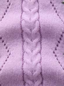 Infant Embroidered Long Sleeve Knit Romper - Mauve Purple - View 5