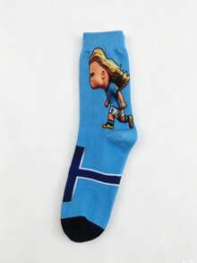 1 Pair Unisex Q-Version 360° Print Mid-Calf Socks, Football Fan Versatile Couple Socks, Q-Version Haaland Football Print Mid-Calf Socks - Multicolor - View 10