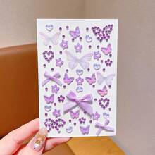 3D Satin Bow Face Gem Stickers, Heart Rhinestone Self Adhesive Eye Body Jewels, Cute Ribbon Bow Face Rhinestone Stickers For Festival Concert Makeup Decor - Multicolor - View 13