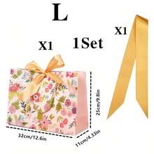 1/2/4/6 Sets de Bolsas de Regalo de Papel con Asas, Bolsas de Regalo para Fiestas con Diseño Floral y Cinta, Diseño Floral de Primavera y Rosa Romántico, Adecuado para Bodas, Cumpleaños, Día de San Valentín, Navidad, Acción de Gracias - Múltiples estilos - Ver 19