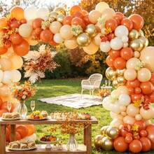 100 Count Thanksgiving Themed Balloon Arch Set Orange Matte White Yellow Gold Decor Balloons For Gender Reveal Wedding Holiday Venue Arrangement - Multicolor - View 1