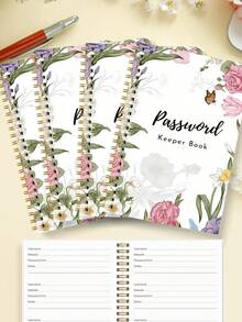 BUBU 1 Password Book English Address Book Phone Book Multi-Function Notebook Hardbound Business Office Notebook With Wrist Strap, 8.5 * 5.5 Inch Password Storage Device, For Internet Login, Website, User Name, Password,Back To School Supplies - Multicolor - View 3
