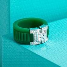 ANU JEWEL 5.5x5.5mm Moissanite Ring S925 Silver Moissanite Asscher Silicone Ring Suitable For Gift - Green - View 6
