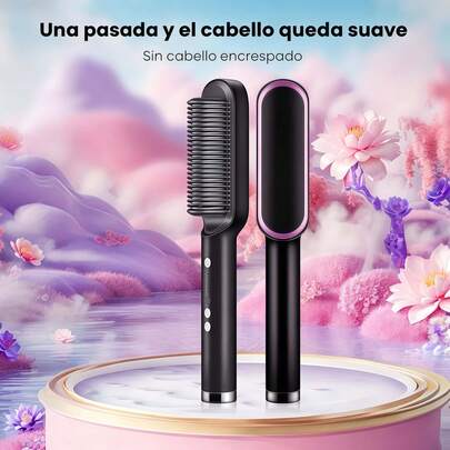 MORE BEAUTY Cepillo Alisador Eléctrico Para Cabello, Peine Térmico Con Calentamiento Rápido, Plancha De Pelo Portátil Con Temperatura Ajustable, Cepillo Anti Frizz Para Cabello Liso Y Brillante, Herramienta De Peinado Para Mujeres, Ideal Para Cabello Largo Corto Rizado Y Ondulado, Estilo Salon En Casa