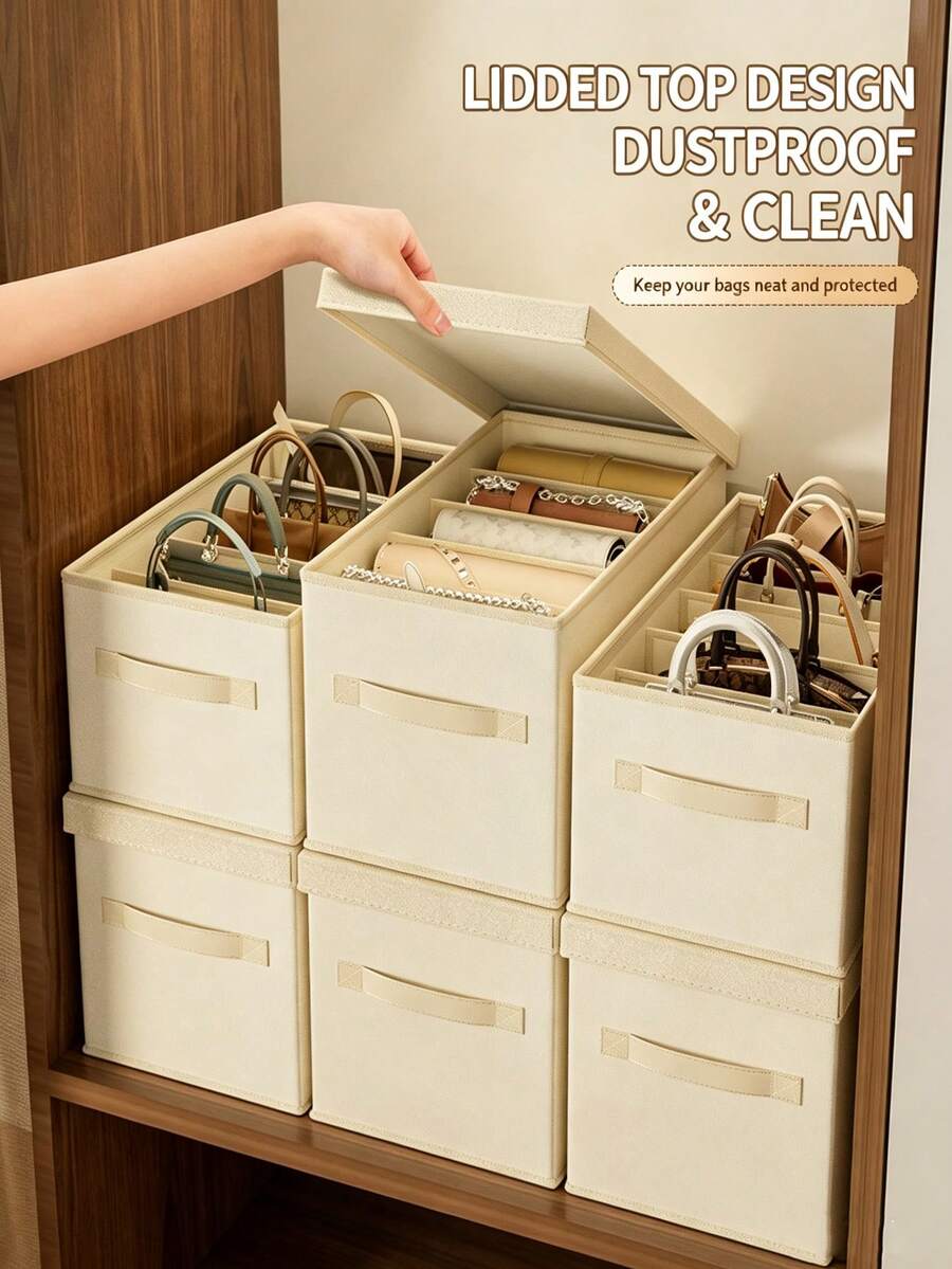 1pc Bag Organizer Divider Box, Underbed Storage Box, Bag Storage Gadget, Vertical Compartment Design No Scratching, Foldable Storage, Space-Saving, Easy To Carry, Suitable For Students, Bedroom, Dorm, Wardrobe Organization, Keep Closet Tidy, Clothing Storage, Dorm Storage Gadget, Storage, Back To School Season, Halloween - Multicolor - View 1