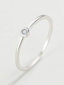 1pc Classic Round Geometric Couple Ring For Women, Suitable For Valentine's Day, Engagement, Daily Commute, Party, Gift Jewelry - White - View 1