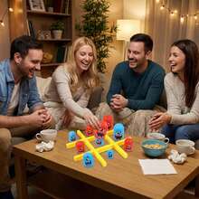 Juego de Estrategia Portátil Apilable de Tres en Raya de Dibujos Animados, Tablero de Plástico Colorido con Piezas de Juego con Cara Sonriente, Juguete de Entretenimiento para Escritorio, Patio y Fiesta para Adolescentes & Adultos de 14+ Años - Multicolor - Ver 11