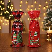 The Grinch زينة عيد الميلاد: غلاف زجاجة على شكل وحش أخضر - ديكور زجاجة طاولة بأسلوب كرتوني - متعدد الألوان - مشاهدة 1