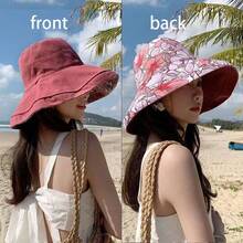 1pc New Reversible Wide Brim Bucket Hat For Women, Summer Sun Protection Face Covering Sun Hat - Multicolor - View 10