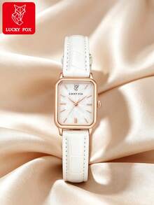 LUCKYFOX Damen Vintage quadratische Quarz Uhr mit römischen Ziffern, elegante Armbanduhr für den täglichen Gebrauch, soziale Anlässe, Geburtstags- und Feiertagsgeschenk - Weiss - Übersicht 12
