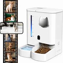 Automatic Cat Feeder With Camera 2K HD Video And36Cups/8.5L & Gravity Water2-In-1 Set Large Capacity 5LFood Feeder 3.5L Water Fountain For CatsPets Small DogsPuppies Kittens Summervibespetlovers - 5L - View 1