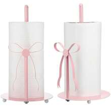 1pc Pink Bow Tissue Paper Holder - Freestanding Bathroom Tissue Paper Storage Rack, Suitable For Farmhouse Style Bathroom And Kitchen - Multicolor - View 5