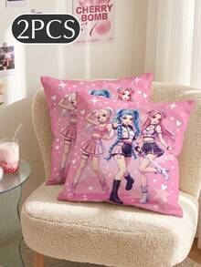 1/2pcs K-POP Pink Print Cushion Cover/Pillowcase (Without Insert), Single-Sided Print, Soft Breathable Skin-Friendly Durable, Home Decor, Dorm Decor, All Season, Machine Washable, Autumn Decor, Dorm Bedding - Multicolor - View 9
