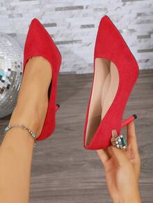 Women's Red High Heels, Stunning And Comfortable, Nude French Style Elegant Shoes - Red - View 2