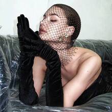 European And American Style Hot Girl Rhinestone Face Mask Elastic Black Mesh Head Cover Headscarf Sparkling Rhinestone Music Festival Fishnet Veil Atmosphere - Multicolor - View 6