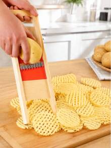 1pc Potato Slicer Crinkle Cutter Potato Net Flower Knife Corrugated Cutter Wave Knife Random Color - Multicolor - View 12