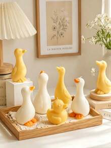 Cute Duck Candle Silicone Mold, Large And Small Sizes Available, Adorable Animal Design 3D Standing Duck Shape Resin Home Desktop Decor, Party Decoration Handmade Plaster Clay Tool, Companion - Duck Mold - View 1