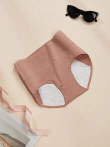3pcs Women's Cotton High Waist Period Panties - Solid Color High Waist Period Panties, Full Coverage High Waist Plus Size Triangle Panties - Multicolor - View 5