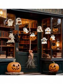 12pcs-Cute Paper Halloween Ghost Decorations, Party Decor, Horror Theme Decor, Tree Hanging Ornaments, Haunted House Party Decor, Holiday Hanging Decor, Ghost Decor, Classic Halloween Theme - Multiple Styles - View 7