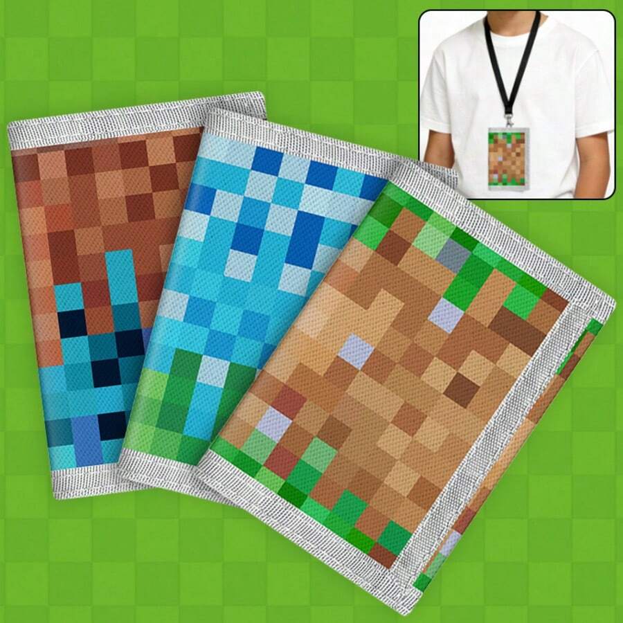 Cartera plegable de 3 pliegues con cordón, cartera para tarjetas de gran capacidad con múltiples ranuras para tarjetas, incluye llavero y diseño con cierre de gancho y bucle - Multicolor - Ver 1
