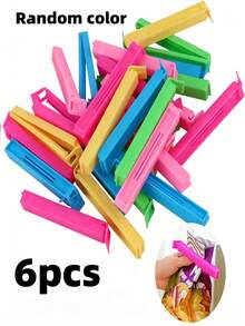1/6 piezas o paquete múltiple de clips portátiles para sellar alimentos de colores mixtos, a prueba de humedad y herméticos para conservar aperitivos, disponibles en múltiples tamaños, esencial para dormitorio, viajes y almacenamiento de cocina, organizador para fiestas de Navidad y Halloween. - Multicolor - Ver 2