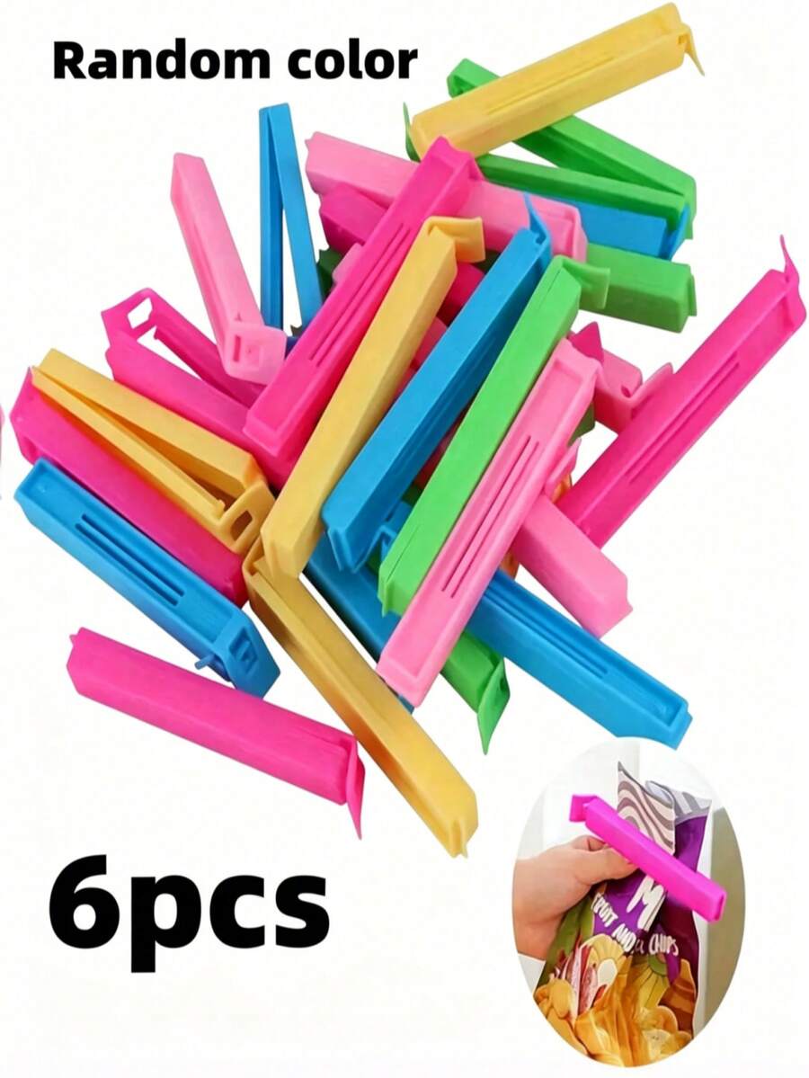 1/6 piezas o paquete múltiple de clips portátiles para sellar alimentos de colores mixtos, a prueba de humedad y herméticos para conservar aperitivos, disponibles en múltiples tamaños, esencial para dormitorio, viajes y almacenamiento de cocina, organizador para fiestas de Navidad y Halloween.