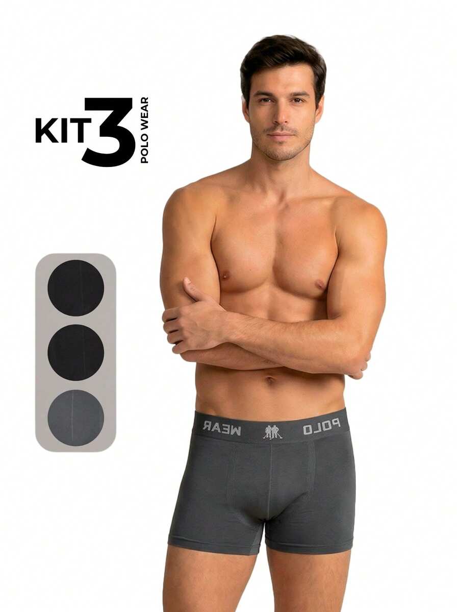 Kit 3 Cueca Boxer Masculino Polo Wear Original Adulto Masculina Premium