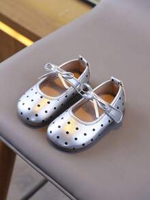 New Girls' Elegant Polka Dot Princess Shoes, Girls' Single-Layer Shoes - Silver - View 2