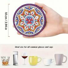 5D DIY Diamond Painting Coaster Set, Beginner, Adult Painting Crafts And Sewing Supplies, Suitable For Home Decor, Wedding Accessories And Party Favors, Thanksgiving, Back To School Gifts - Upgraded Model C - View 5