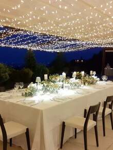 1pc 5M 50LED / 10M 80LED Battery Powered LED Fairy String Lights,Home Bedroom Decor,Battery Powered, Wedding Birthday Party Decor Lights, Outdoor Garden Yard Porh Decor Light String,Girls Room Wall Decor Fairy Lights,Festival Decor Lights - Clear - View 9