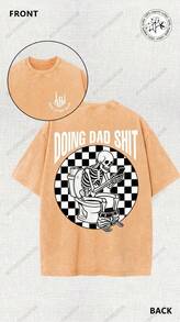 Camiseta Para Hombre Retro Skeleton Printed Cotton T Shirt, Loose Vintage Streetwear Graphic Tees For Men Daily Wear Multi Colors Option - AP01 - 查看 1