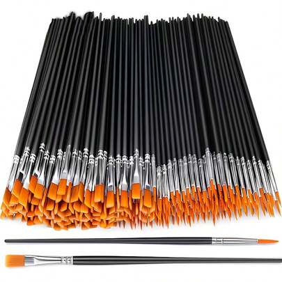 Set Kuas Seniman Profesional 1-10 Buah - Bulu Nilon, Cocok untuk Cat Minyak, Gouache, Cat Air dan Lukisan Batu, Lukisan Minyak, Lukisan Akrilik, Gambar Garis DIY, Hadiah Natal, Halloween, Tahun Baru, Sempurna untuk Seniman dan Penghobi