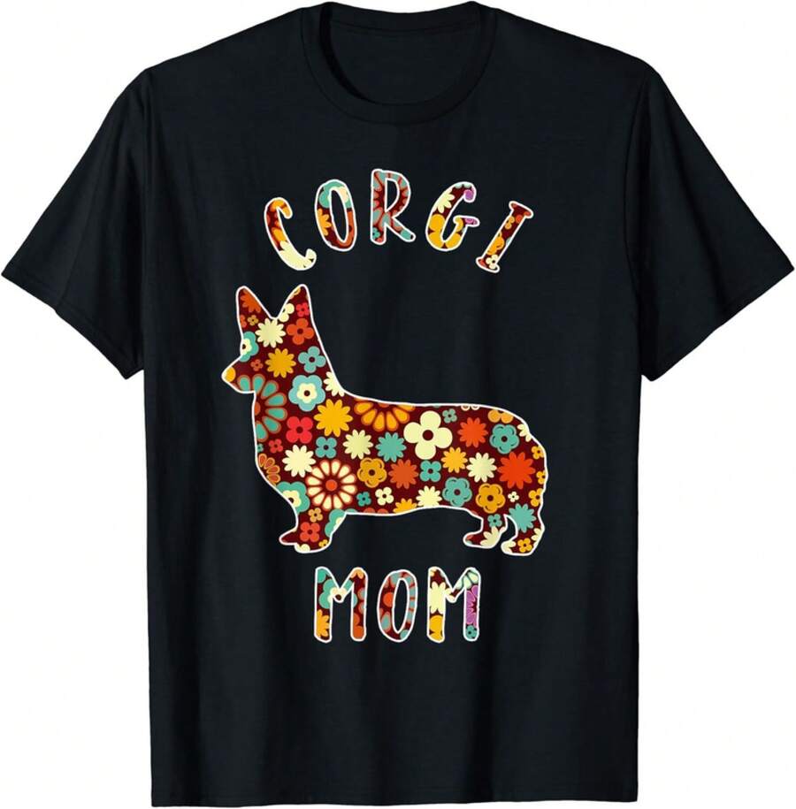 Funny Corgi Mom Unisex T-Shirt, Gift For Corgi Owner - Black - View 1
