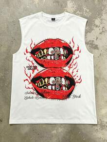 Camiseta de tirantes casual con estampado de letras para hombre, verano - Blanco - Ver 1