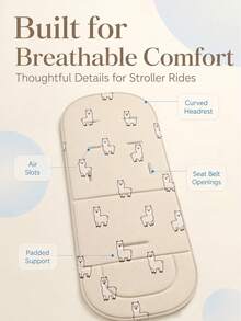 Cute Cartoon Alpaca Animal Seat Cushion, Baby Stroller Seat Pad, Newborn Baby Mat, Stroller Accessories, 5-Point Safety Harness Backrest Cushion, All-Season Use - Multicolor - View 1