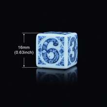 6pcs Blue And White Floral D6 Dice, Traditional Chinese Vine Flower Pattern Six-Sided Acrylic Dice, Oriental Vintage Tabletop RPG Board Game Dice, Suitable For Game Night And Collectors - Multicolor - View 2