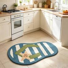 1 pieza Alfombra decorativa con diseño de rayas de brisa marina azul, tapete de piso, alfombra, alfombra para sala de estar, alfombra de área, alfombra grande, alfombra para dormitorio, alfombra universal - Multicolor - Ver 4