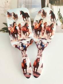 BEATURE A Group Of Fine Horses Pattern Air Cushion Comb, Scalp Massage Comb, Anti-Static, Durable ABS Handle, Suitable For All Hair Types, High-Quality Air Cushion Comb. - Air Cushion Comb - View 1
