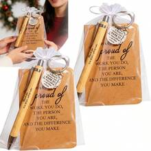 36pcs Bulk Thank You Gift Set, Pen, Notebook, Inspirational Keychain With Tote Bag, Employee, Colleague, Teacher, Volunteer Team Gift - Multicolor - View 1