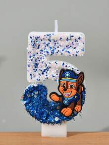 1件裝 Paw Patrol 0-9 數字蠟燭 粉藍色生日蛋糕裝飾用品 可愛動漫狗狗造型派對配件用品 - 卡通 - 查看 31