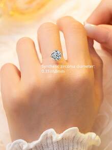 BALMORA 1 Casual Daily S925 Sterling Silver Single Zirconia Ring Wire Shaped Very Thin Transparent Invisible Line Ring Fashionable And Versatile For Women - Silver - View 3