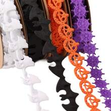 2m Halloween Lace Ribbon, Pumpkin & Ghost Mesh Hollow Decorative Trim, Suitable For Gift Wrapping, Party, DIY Headband, Halloween Decoration - 2m Halloween Ribbon - View 3