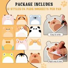 Back To School Cartoon Animal Shaped Sticky Notes, Cute Blank Memo Pads For Students, Office And Planner Stationery, First Day Of School - Multicolor - View 3